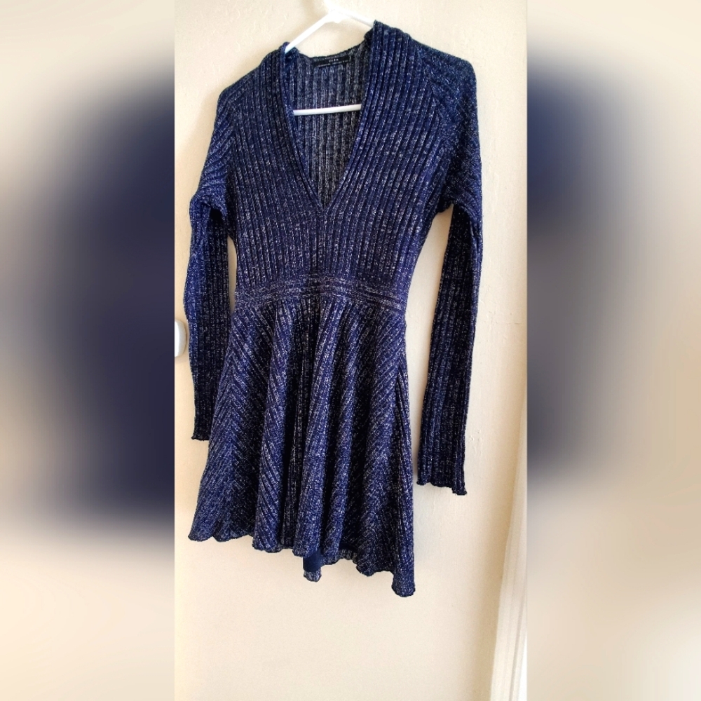 Zara V Neck Long Sleeve Glitter dress